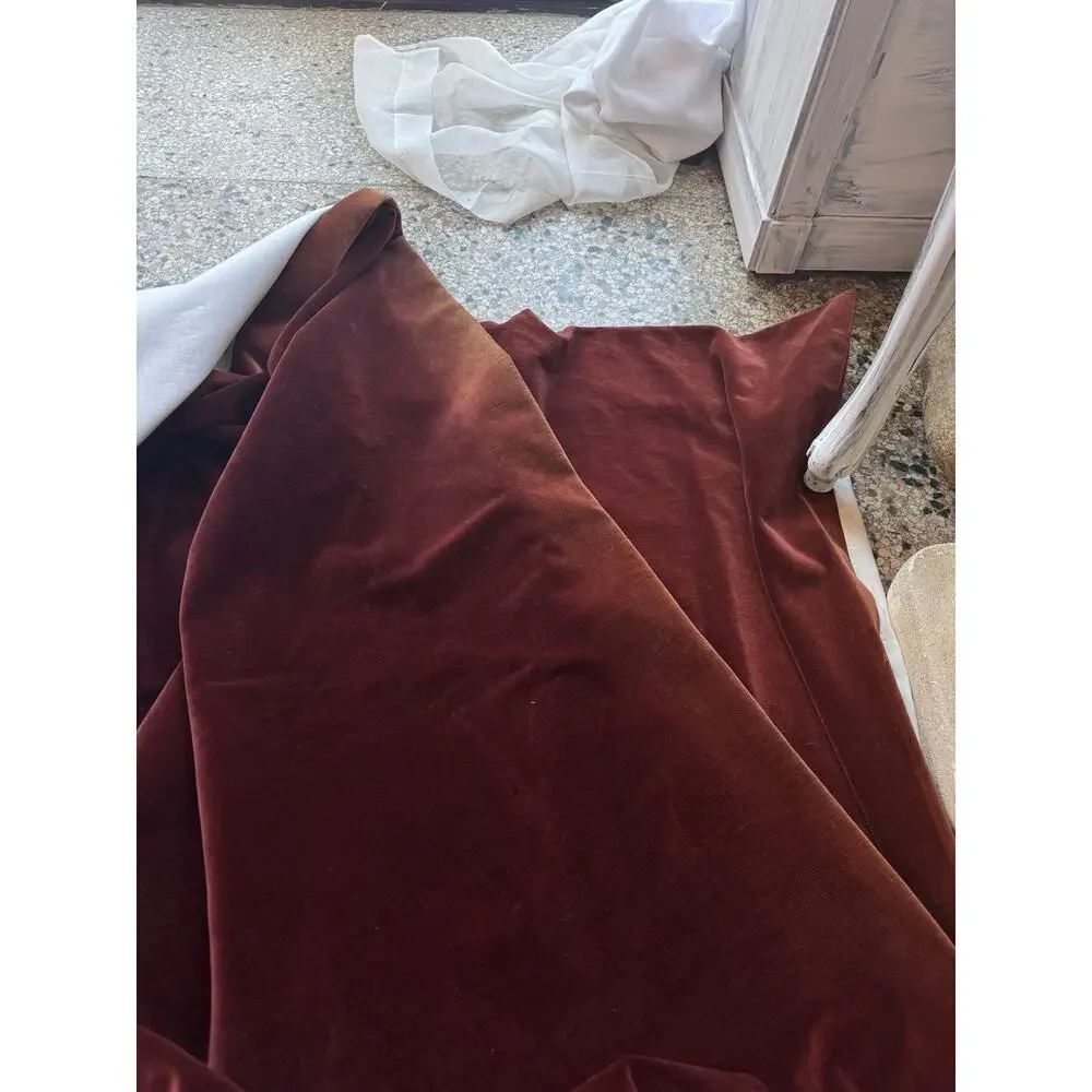 Restoration Hardware (2) Velvet Curtain Panels Red 49 By 80 Pocket DBL Blackout